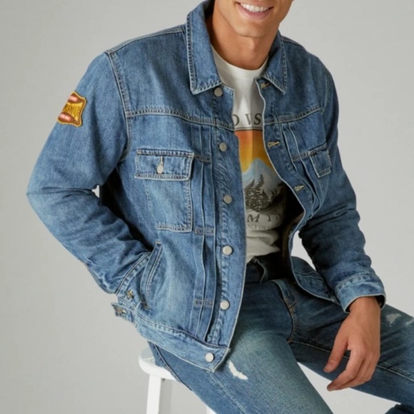 Lucky brand Blue Denim Jacket with Patch - Picture 2 of 7
